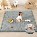 1.3" Thick Baby Play Mat for Floor, 79x118 Large Foam Tummy Time Mat, Padded Support Soft Plush Nursery Rug for Infant Kids Toddler Crawling Kick Activity (Light Grey) by TinyTreasures Baby Boutique