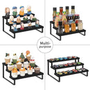 YINMIT Wooden Display Riser Stand, Tiered Perfume and Cologne Organizer Stand, 3 Tier Spice Rack Organizer, Rustic Display Shelf for Candles (3 Tier,2Pack,Black) by CozyNest Decor