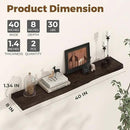 Axeman 40 inch Floating Shelves for Wall - 8'' D Live Edge Rustic Solid Elm Wood Floating Shelves Wall Mounted, Wall Shelves with Invisible Bracket for Living Room Bedroom Kitchen, Set of 1 Walnut by CozyNest Decor
