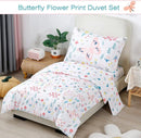 PERFEMET 5 Pieces Girls Bed in A Bag Full Size Reversible Pink Flowers Butterfly Comforter Set with Sheet Soft Lightweight Botanical Floral Bedding Set for Kids Teen(White, Full) by TinyTreasures Baby Boutique