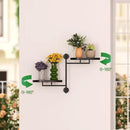 WIndow Rotating Plant Stand Shelf Indoor Black Metal Floating Shelves 2-Tier Wall Mount Plant Holders for Living Room Wall Planter Modern Home Decor for Gardening by GreenHaven Gardens