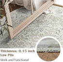jinchan Round Rug 6ft Area Rugs Vintage Floral Distressed Design - Machine Washable Non-Slip Low-Pile Ultra-Thin Circle Rug for Entryway Bedside Living Room Dining Room Bedroom (6' Round,Taupe) by TinyTreasures Baby Boutique