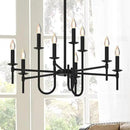 Farmhouse Black Chandelier, Modern Candle Hanging Lamp, Round LED Ceiling Pendant Lights for Kitchen Island Living Room Bedroom Dining Room (Black-B 9Lights) by CozyNest Decor