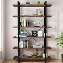 Solid Wood Bookcase and Book Shelves Wood and Metal Shelving Unit 6 Tier Bookshelf Modern Rustic Open Bookshelf Office,Distressed Brown (AY-02-6Tier) by CozyNest Decor