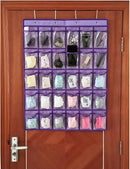 Classroom Pocket Chart for Phone Calculator Holder Over The Door Hanging Closet Jewelry Organizer with 30 Clear Pockets (Purple) by CozyNest Decor