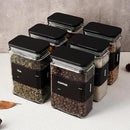 27 oz Glass Storage Jars with Bamboo Lid, set of 6, glass canisters with airtight lids, Clear jars with lids for Cookie, Candy, Tea, Coffee Bean and Rice, Black by CozyNest Decor