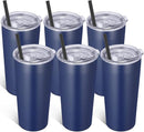 VEGOND 20oz Tumbler Bulk with Lid and Straw 6 Pack, Stainless Steel Vacuum Insulated Tumbler, Double Wall Coffee Cup Travel Mug, Navy Blue by TinyTreasures Baby Boutique