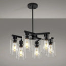 6-Light Black Modern Farmhouse Chandelier for Dining Room Ceiling Light Fixture with Clear Glass Shades, Adjustable Hanging Industrial Pendant Lighting for Living Room Kitchen Island Bedroom Entryway by CozyNest Decor