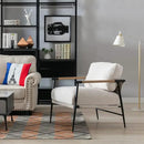 Mid-Century Accent Chair Set of 2, Soft Armchair Chenille Fabric Lounge Chair with Black Metal Legs, Upholstered Leisure Chair for Living Room Bedroom Reception Room, Beige by CozyNest Decor