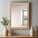 Farmhouse Bathroom Mirror 22x30 Inch - Rectangular Wall Mirrors with Wood Frame & Beaded Design - Distortion-Free Glass, Horizontal/Vertical Mount or Freestanding by CozyNest Decor