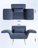 Txtin's Comfy Accent Chair Reading Chair for Bedroom Cozy Wing Arm Living Room Single Sofa Chair with Angle Adjustable Arms Navy Blue Corduroy Easy Assembly by CozyNest Decor