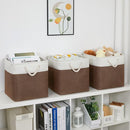 Bidtakay Collapsible Rustic Cube Storage - Brown Cloth Baskets with Handles, 13x13x13 Inch, Set of 3 Fabric Storage Bins by TinyTreasures Baby Boutique