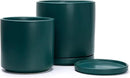 D'vine Dev 8 Inch & 10 Inch Ceramic Planter Pot for Plants with Drainage Hole and Saucer, Large Plant Pots Set, Teal, 94-G-L-9 by GreenHaven Gardens