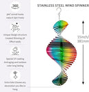 Wind Spinner Rainbow Wave Wind Spinners for Yard and Garden,15in Hanging Kinetic Yard Art Wind Sculpture,3D Wind Spinners Outdoor & Indoor Rainbow Helix Garden Decor Christmas Ornaments by GreenHaven Gardens