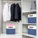 Collapsible Fabric Storage Cubes 11x11 Cube Storage Bins, 4 Pack Closet Baskets Box with Handles for Organizing, Shelf, Toys, Clothes, Home, Office, Nursery (Navyblue&White) by CozyNest Decor