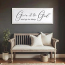 Give It To God And Go To Sleep Sign Wall Decor 40x15 Inch Large Farmhouse Master Bedroom Above Bed Hanging Wall Art Rustic Guest Room Wood Framed Over Bed Wall Decoration (White) by CozyNest Decor