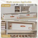 Yawinhe Under Bed Storage, 2 Pack Closet Organizers, Collapsible Container Bags, with Sorting Card Slot and 4 Leather Handles, for Blanket, Bedding, 23.6''Lx11.8''Wx6''H, Beige by CozyNest Decor