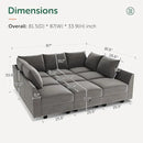 HONBAY Velvet Sectional Sofa Couch with Storage - Modular Sleeper for Living Room, Grey by CozyNest Decor
