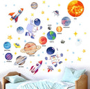 Outer Space Wall Stickers for Kids: Peel and Stick Astronaut Planets Rocket Wall Decals - Wall Art Decor Kids Supplies Ages 1 2 3 4 5 6 7 8 9 10 11 12 Year by TinyTreasures Baby Boutique