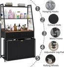 Laundry Hamper Laundry Basket with 3 Section Pull-Out Rolling Bags & 2-Tier Storage Shelf, Laundry Sorter for Organization and Storage with 2 Drawers for Laundry Room, Bathroom by CozyNest Decor
