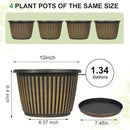 Planter-Pots-for-Plants-Indoor-Outdoor, 4 Pack 10 Inch Plastic Flower Pots with Saucer & Drainage Holes, Modern Garden Planters for Planting Medium Large Plants，Decorative Resin Garden Pots by CozyNest Decor