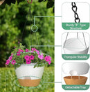 ZMTECH 12 Inch Hanging Planters for Indoor Outdoor Plants, 1 Pack Self Watering Hanging Plant Pots with Drainage Holes and Removable Saucer, Plastic Flower Hanging Pots with Watering Lip (White) by CozyNest Decor