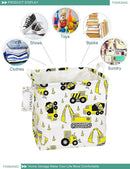 FANKANG Square Nursery Hamper Storage Bins Canvas Laundry Basket Foldable with Waterproof PE Coating Storage Baskets Gift Baskets for Children, Office, Bedroom, Clothes（Square-Engineering ） by TinyTreasures Baby Boutique