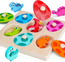 Dinosaur Wooden Toddler Puzzle 1-3, Montessori Toys for 1 2 3 Year Old, Dinosaur Eggs Peg Puzzles, Kid Wooden Puzzles Ages 2-4, Dinosaur Toy for Toddler Kid, Preschool Education Learning Toys by TinyTreasures Baby Boutique