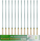 23.5" Large Skewers for Grilling,304 Stainless Steel 0.4 inch Wide Kabob Skewers with Wooden Handle,Heavy-Duty Flat Metal Kebab Skewer,BBQ Barbecue Skewer Reusable for Outdoor Grill-12PCS by GreenHaven Gardens