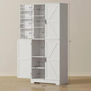 HOMCOM 72" Farmhouse Kitchen Pantry Cabinet, Freestanding Tall Storage Cabinet with 4 Barn Doors, 4 Adjustable Shelves and 8 Door Shelves, Embossed White Wood Grain by CozyNest Decor