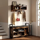 YITAHOME Hall Tree with Bench for Entryway, Wall Mount Coat Rack Shoe Bench Set, Industrial Entrance Organizer with Storage for Hallway, Rustic Brown by CozyNest Decor