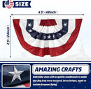 2x4 Ft American Pleated Fan Flag USA Bunting 4th of July Flags Decor Outside Porch Garden Banner Embroidered Patriotic Stars & Sewn Stripes Canvas Header Brass Grommets by GreenHaven Gardens