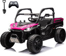 sopbost 24V Ride On Car with Remote Control 10Ah Battery Powered Ride On Toy for Big Kids to Drive 2 Seater UTV with Large Dump Bed, 4x75W Motors, Hot Pink & Black by TinyTreasures Baby Boutique