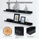 Black Floating Shelves 36 Inch Modern Picture Frame Shelf for Wall Picture Ledge Shelves with Lip Wooden Book Toy Shelves Set of 2 Bathroom Shelf Organizer for Living Room Bedroom Kitchen Wall Decor by CozyNest Decor
