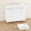 Changing Table Dresser with Drawers, Baby Dresser with Changing Table Top, Power Outlet, LED Light & Metal Feet, Diaper Changing Station Nursery Organizer for Infants Newborn, White by TinyTreasures Baby Boutique