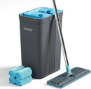 JOYMOOP Mop and Bucket Set with Wringer, Mops for Floor Cleaning, Wall Mop Cleaner with Long Handle, with 4 Reusable Microfiber Mop Pads - Grey+Cyan Blue by CozyNest Decor