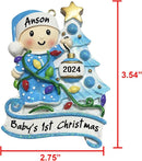 Baby's First Christmas Ornament 2025 Personalized Christmas Ornaments with Name Snow Baby in Stocking with Snowflake Custom Tree Ornament Decorations Ornaments,Blue by TinyTreasures Baby Boutique