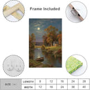 Small house by the stream under the moonlight tranquil style suitable for living room bedroom and office landscape poster wall art by CozyNest Decor