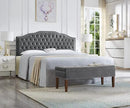 24KF Upholstered Button Tufted King Size Headboard with Nailhead Trim, Soft Velvet Fabric Headboard King/Cal King Size -Dark Gray by CozyNest Decor