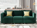 Belffin Modular Sofa Couch with Storage Seats Velvet 3 Seater Sofa for Living Room Green by CozyNest Decor