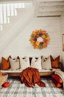 Fall Wreaths for Front Door 16'' Autumn Velvet Pumpkin Wreath with Metal Hook Harvest Maple Wreath Fall Decoration for Home Halloween Thanksgiving Decoration, Briful by CozyNest Decor