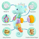 Sumobaby Infant Baby Musical Stuffed Animal Activity Soft Toys with Multi-Sensory Crinkle, Rattle and Textures, for Tummy Time Newborn 0-3-6-12 Months Boys, Girls, Seahorses, Blue by TinyTreasures Baby Boutique