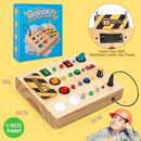 Busy Board Montessori Toys for Toddler, Wooden Sensory Board Switch Toy with Shape Sorter LED Light Up Toys Educational Plane Travel Activity for Girls & Boys by TinyTreasures Baby Boutique