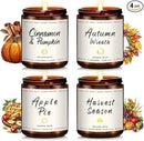 Auelife Fall Candle Set | 4 Pack Scented Candles for Home - Candle Gifts for Women Men, Soy Candles Home Scented | Autumn Fragrance of - Apple Pie/Cinnamon/Harvest/Wreath by CozyNest Decor