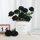 Black Fake Roses Artificial Flowers - 16 Pcs Fake Artificial Roses Silk Flowers with Stems for Home Wedding Hotel Office Centerpiece Decor by CozyNest Decor
