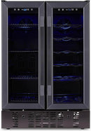 NewAir 24" Dual Zone Wine and Beverage Refrigerator, 18 Bottle & 58 Can, French Door Built-In Fridge with Lock, Black Stainless Steel Cooler, Digital Thermostat, Adjustable Shelves by CozyNest Decor