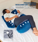 Pregnancy Pillow, Soft Maternity Pillow with Detachable & Adjustable Pillow Cover, Full Body Pillow for Adults Sleeping, Support for Back, Belly, Legs, HIPS Grey and Blue by TinyTreasures Baby Boutique