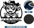 Personalized Highland Cow Name metal Signs,Custom Highland Cow Metal Shed Wall Decor,Black Metal Wall Art Plaques Outdoor wall Decorative Signage (Style A) by CozyNest Decor