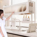 Home Furnishing Dish Rack Over Sink Stainless Steel Over The Sink Dish Drainer Drying Rack Space Kitchen Sink Rack Multifunctional countertop Dish Storage Rack Sink(White,85cm/33.5in) by CozyNest Decor