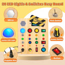 LED Busy Board, Wooden Sensory Toys for Toddler, Montessori Music Toy for Airplane, Travel Activity Educational Learning Toy, Busy Light Switch Autism Toys, Birthday Boys Girls Gifts by TinyTreasures Baby Boutique